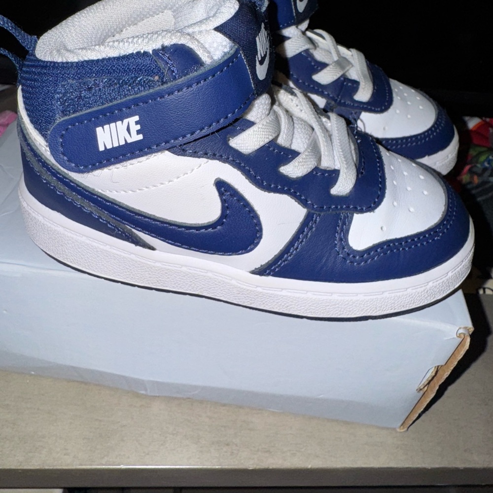 Nike Kids Navy and White High-Top Sneakers